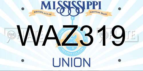 WAZ319 Mississippi License Plate