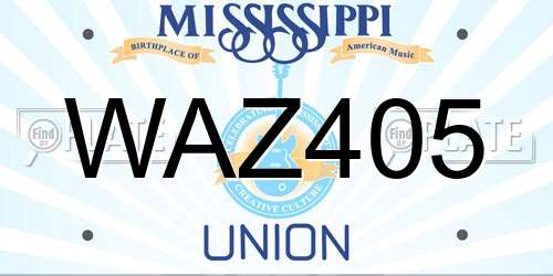 WAZ405 Mississippi License Plate