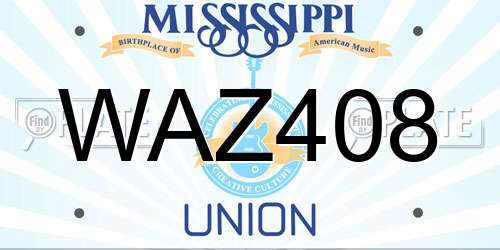 WAZ408 Mississippi License Plate