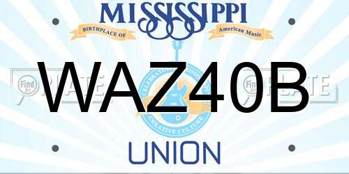 WAZ40B Mississippi License Plate