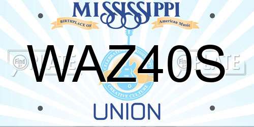 WAZ40S Mississippi License Plate