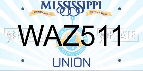WAZ511 Mississippi License Plate