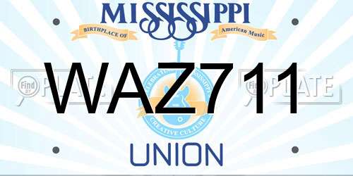 WAZ711 Mississippi License Plate