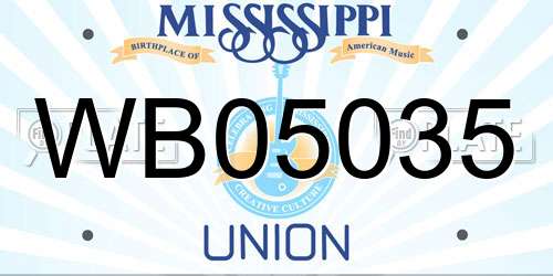 WB05035 Mississippi License Plate