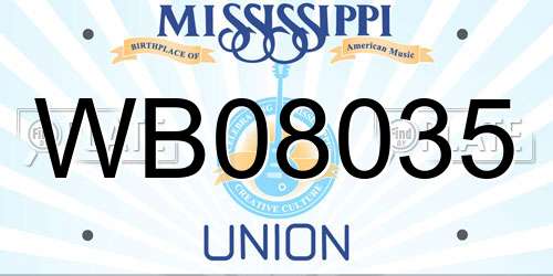 WB08035 Mississippi License Plate