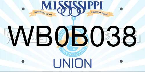 WB0B038 Mississippi License Plate