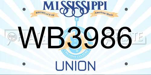 WB3986 Mississippi License Plate