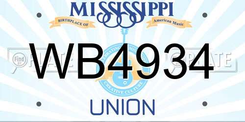 WB4934 Mississippi License Plate