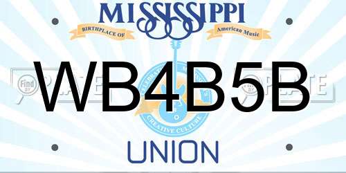 WB4B5B Mississippi License Plate