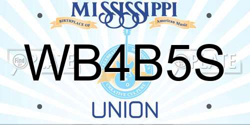 WB4B5S Mississippi License Plate