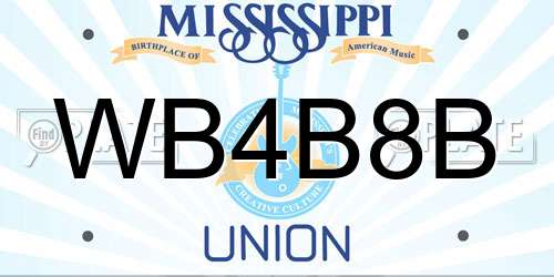 WB4B8B Mississippi License Plate