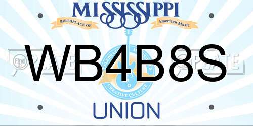 WB4B8S Mississippi License Plate