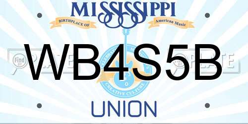 WB4S5B Mississippi License Plate