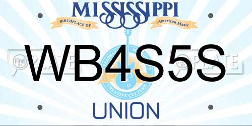 WB4S5S Mississippi License Plate