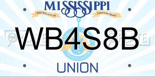 WB4S8B Mississippi License Plate