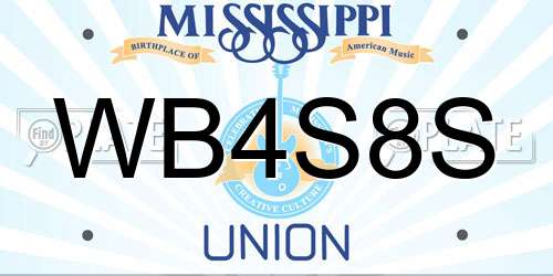 WB4S8S Mississippi License Plate