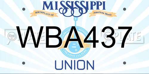 WBA437 Mississippi License Plate