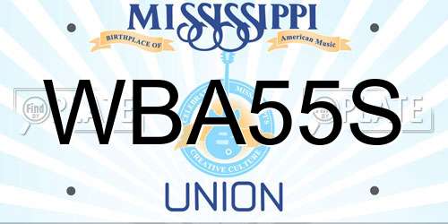 WBA55S Mississippi License Plate