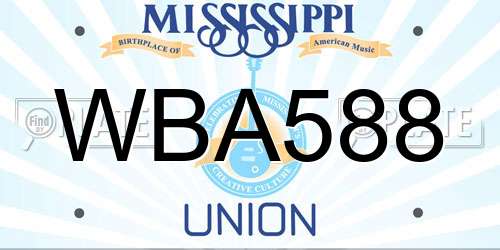 WBA588 Mississippi License Plate