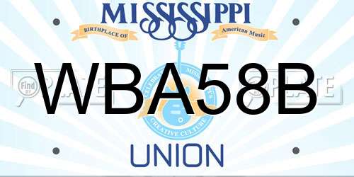 WBA58B Mississippi License Plate