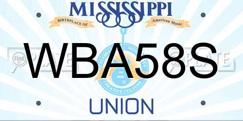 WBA58S Mississippi License Plate