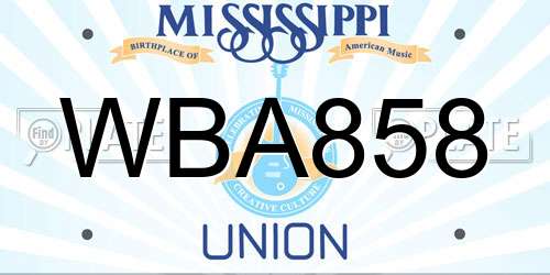 WBA858 Mississippi License Plate