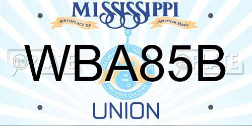 WBA85B Mississippi License Plate