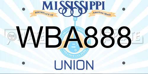 WBA888 Mississippi License Plate