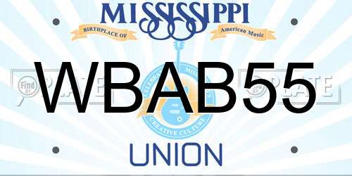 WBAB55 Mississippi License Plate