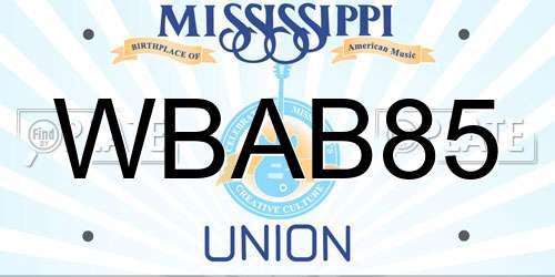 WBAB85 Mississippi License Plate