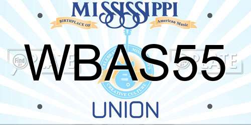 WBAS55 Mississippi License Plate