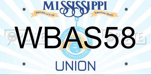 WBAS58 Mississippi License Plate