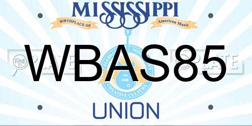 WBAS85 Mississippi License Plate