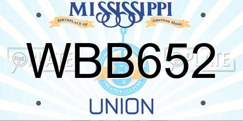 WBB652 Mississippi License Plate