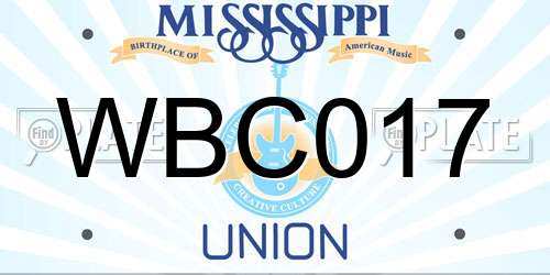 WBC017 Mississippi License Plate