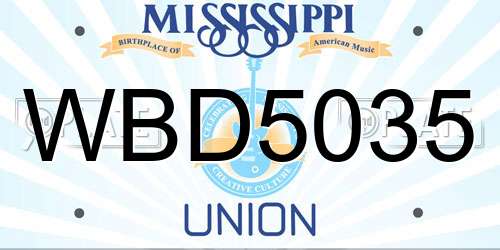 WBD5035 Mississippi License Plate