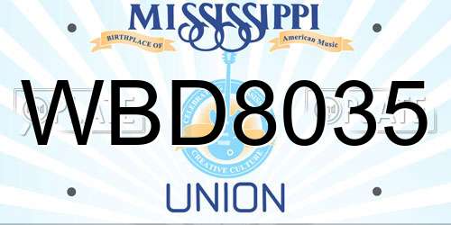WBD8035 Mississippi License Plate