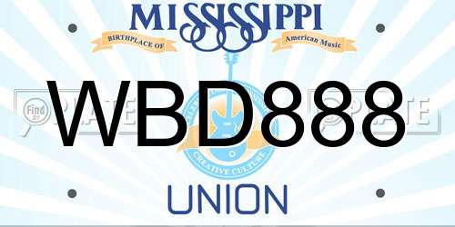 WBD888 Mississippi License Plate