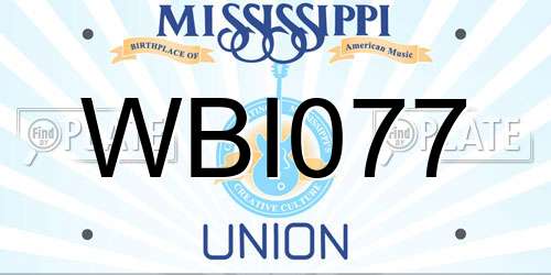 WBI077 Mississippi License Plate