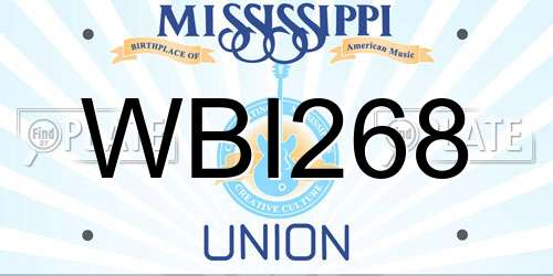 WBI268 Mississippi License Plate