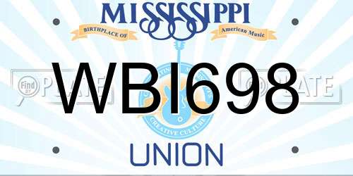 WBI698 Mississippi License Plate