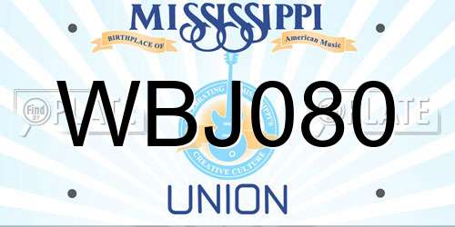 WBJ080 Mississippi License Plate