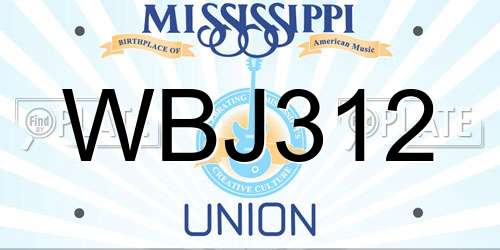 WBJ312 Mississippi License Plate