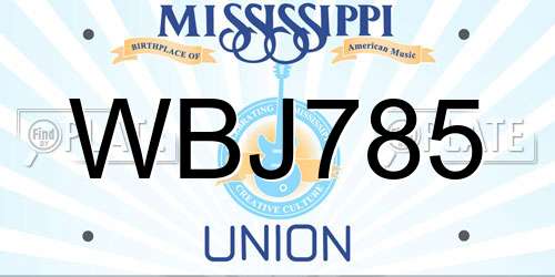 WBJ785 Mississippi License Plate