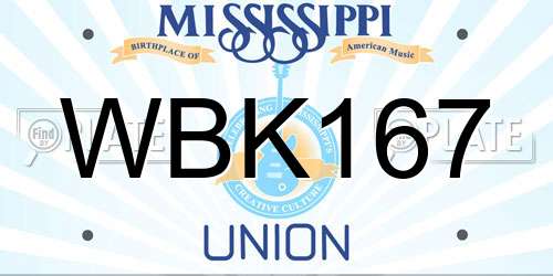 WBK167 Mississippi License Plate