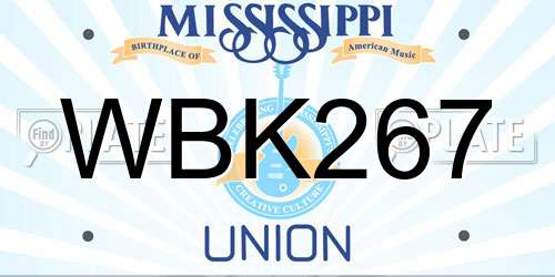 WBK267 Mississippi License Plate