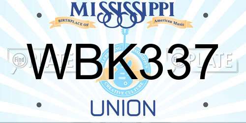 WBK337 Mississippi License Plate