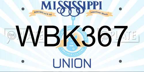 WBK367 Mississippi License Plate