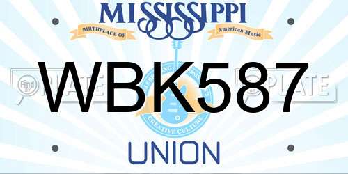 WBK587 Mississippi License Plate