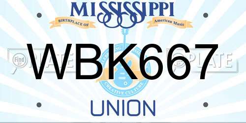 WBK667 Mississippi License Plate